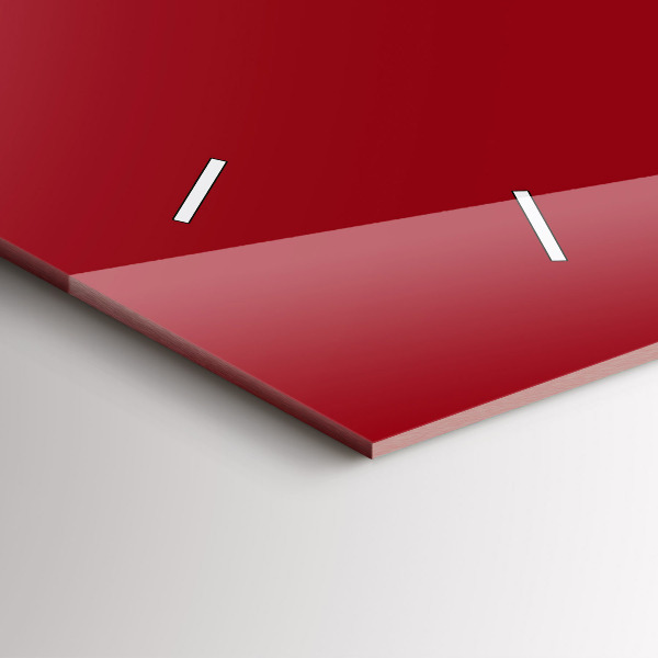 Glass wall clock rectangular Red color