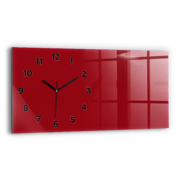 Glass wall clock rectangular Red color