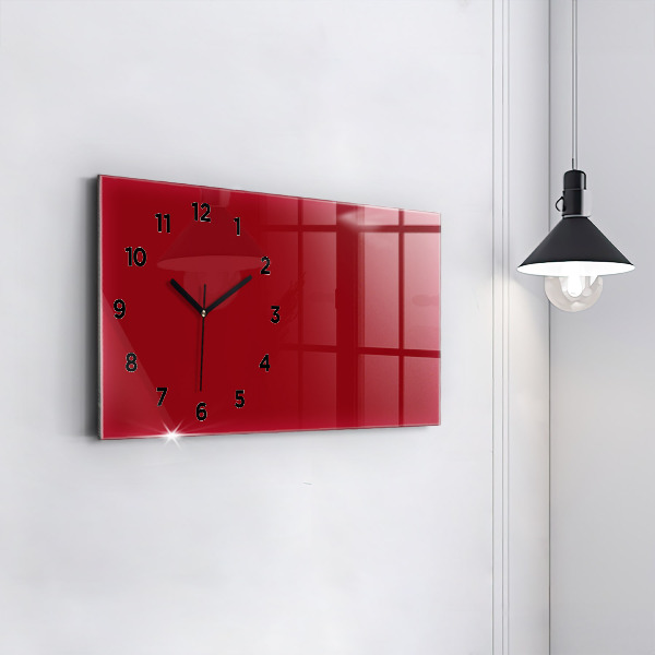 Glass wall clock rectangular Red color
