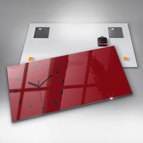 Glass wall clock rectangular Red color