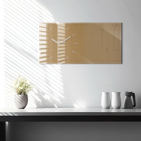 Glass wall clock rectangular Color dark beige