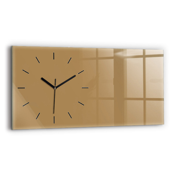 Glass wall clock rectangular Color dark beige