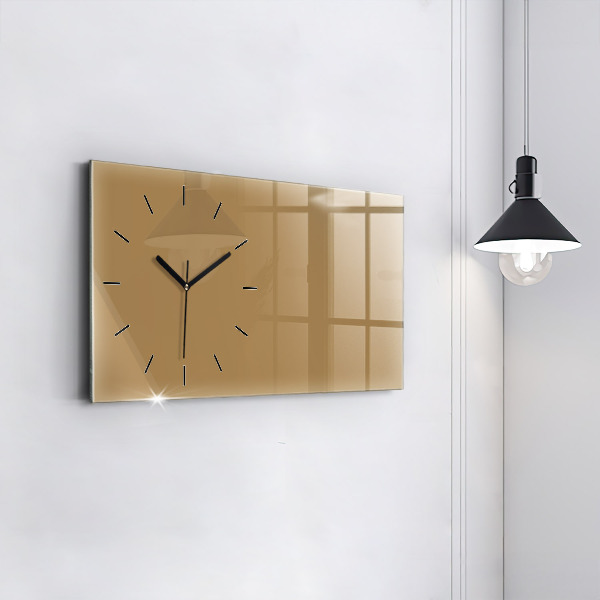 Glass wall clock rectangular Color dark beige