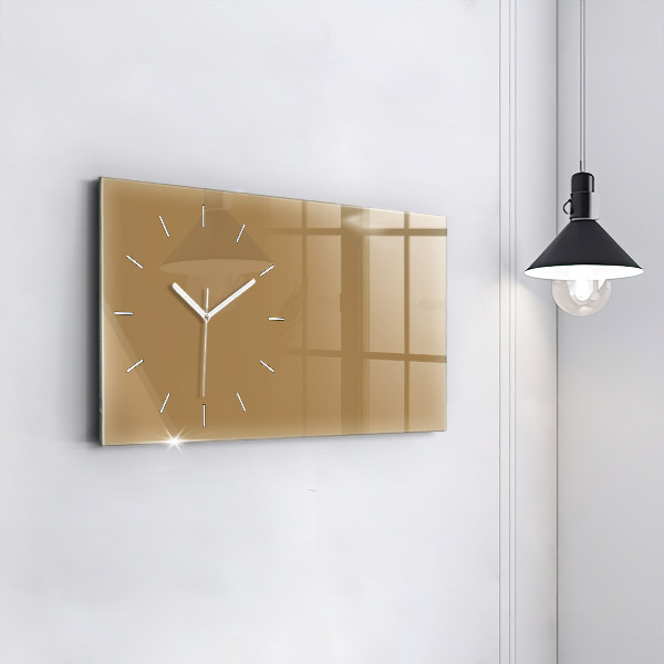 Glass wall clock rectangular Color dark beige