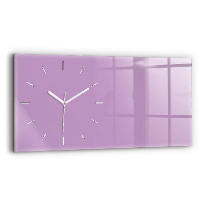 Glass wall clock rectangular Lilac color