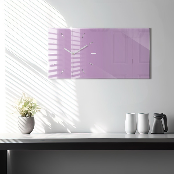 Glass wall clock rectangular Lilac color