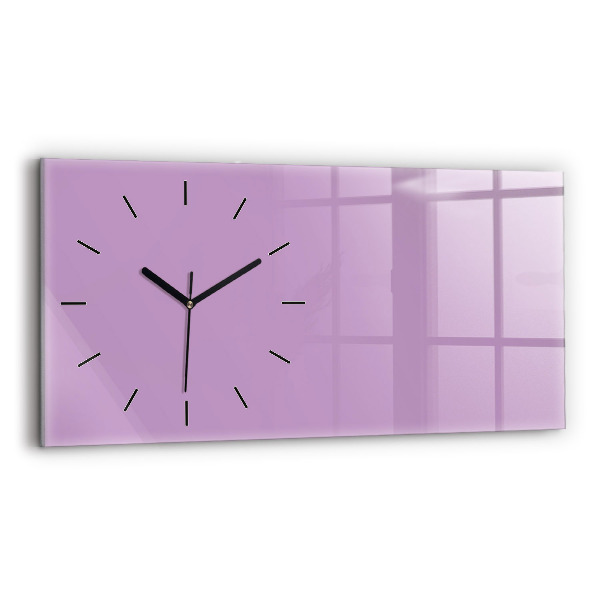 Glass wall clock rectangular Lilac color