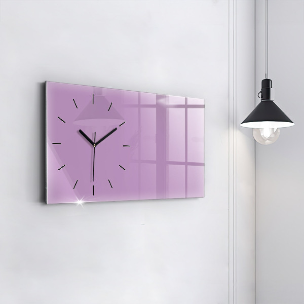Glass wall clock rectangular Lilac color