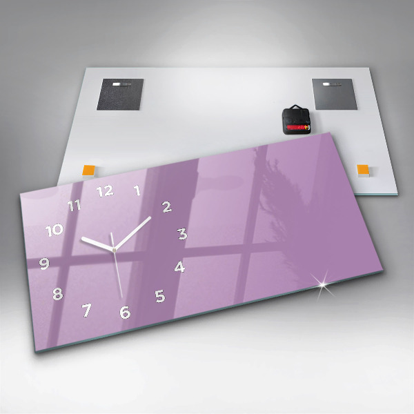Glass wall clock rectangular Lilac color