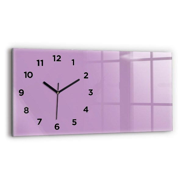 Glass wall clock rectangular Lilac color