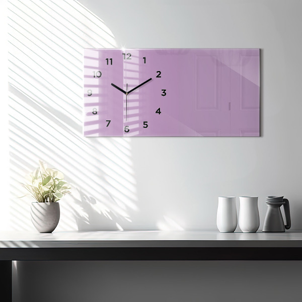 Glass wall clock rectangular Lilac color