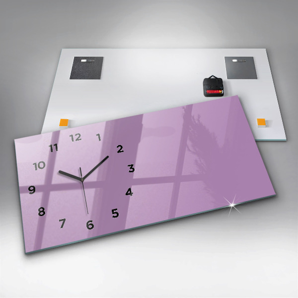 Glass wall clock rectangular Lilac color