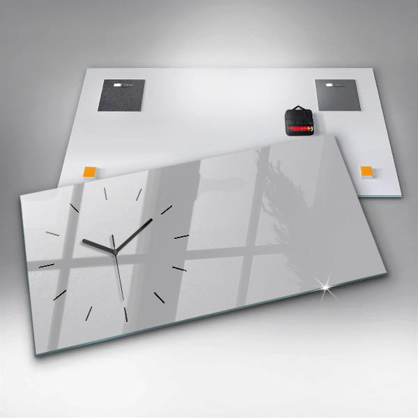 Glass wall clock rectangular Color light gray