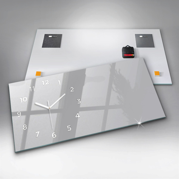 Glass wall clock rectangular Color light gray