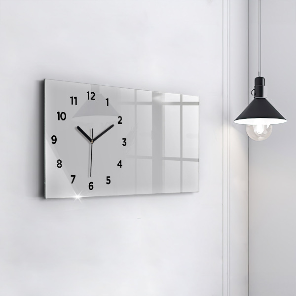 Glass wall clock rectangular Color light gray