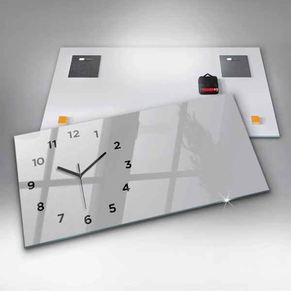 Glass wall clock rectangular Color light gray