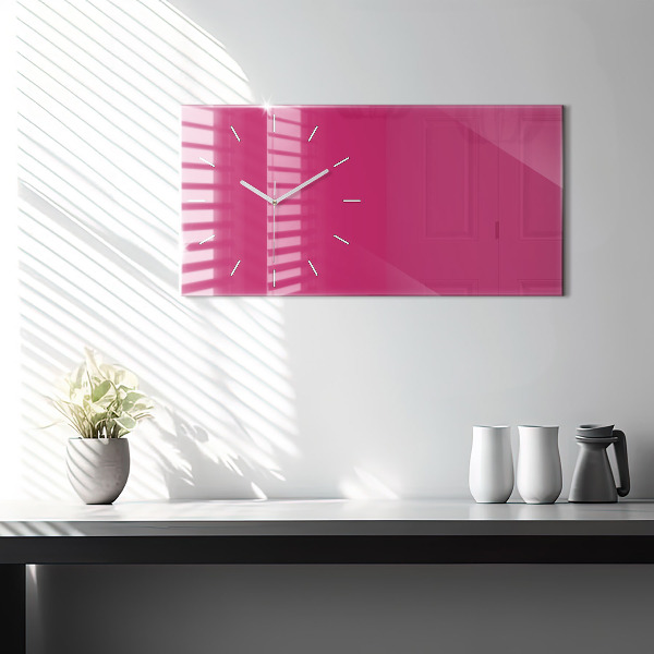 Glass wall clock rectangular Color strong pink