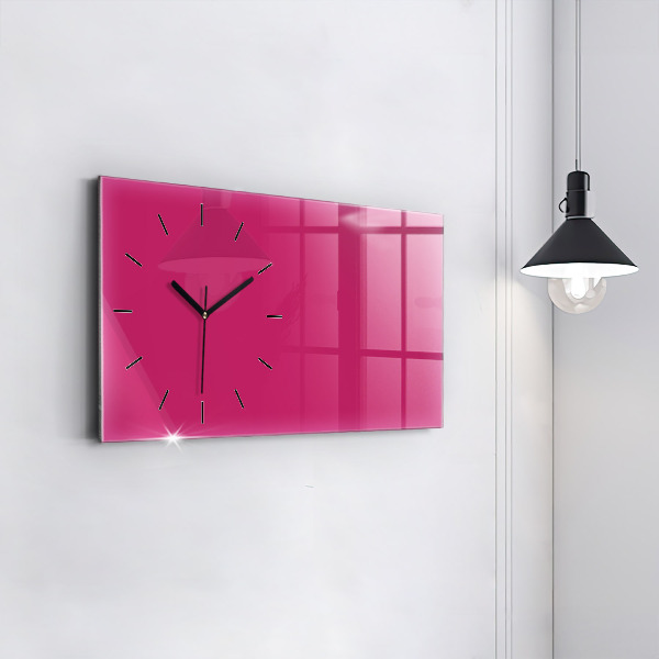 Glass wall clock rectangular Color strong pink