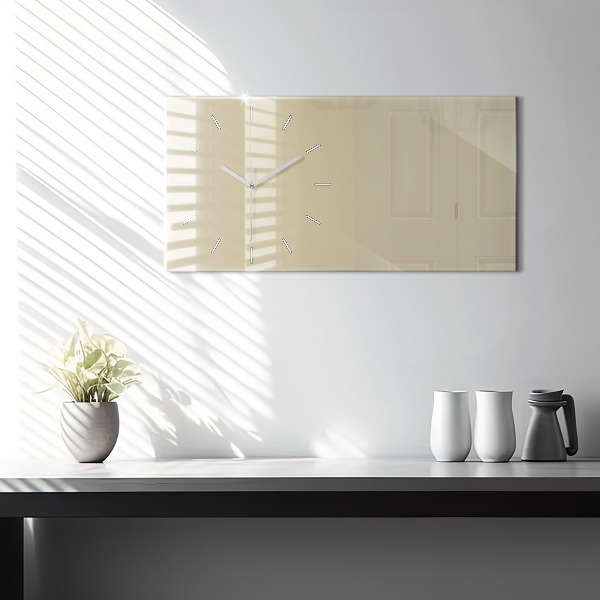 Glass wall clock rectangular Beige color