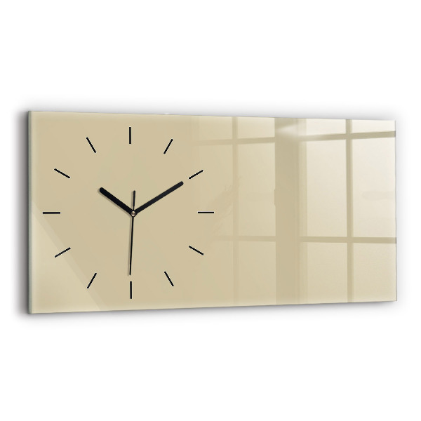 Glass wall clock rectangular Beige color