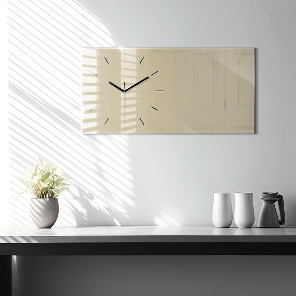 Glass wall clock rectangular Beige color