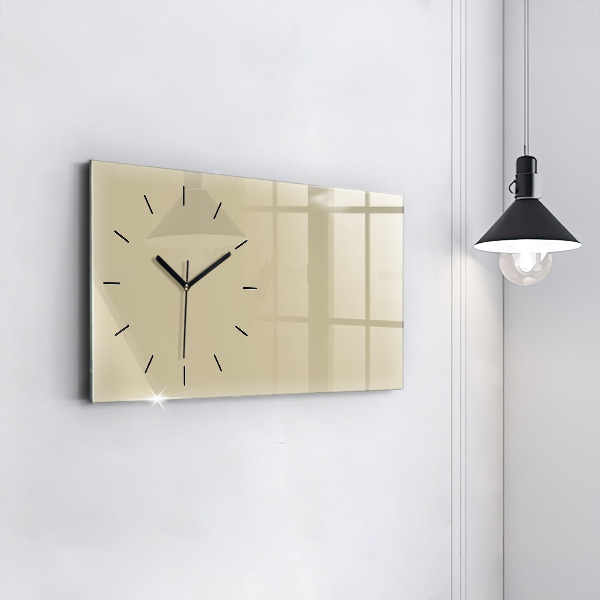 Glass wall clock rectangular Beige color