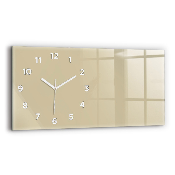 Glass wall clock rectangular Beige color