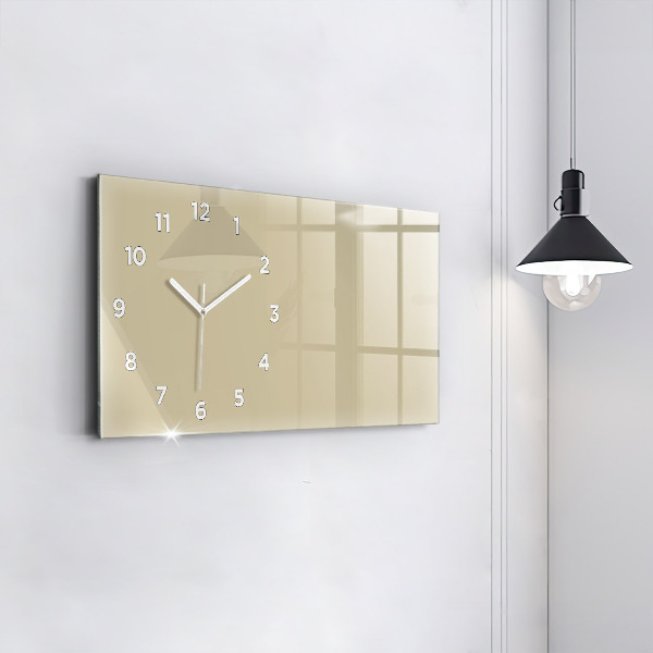 Glass wall clock rectangular Beige color