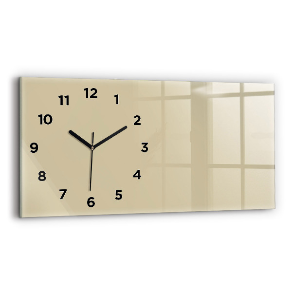 Glass wall clock rectangular Beige color