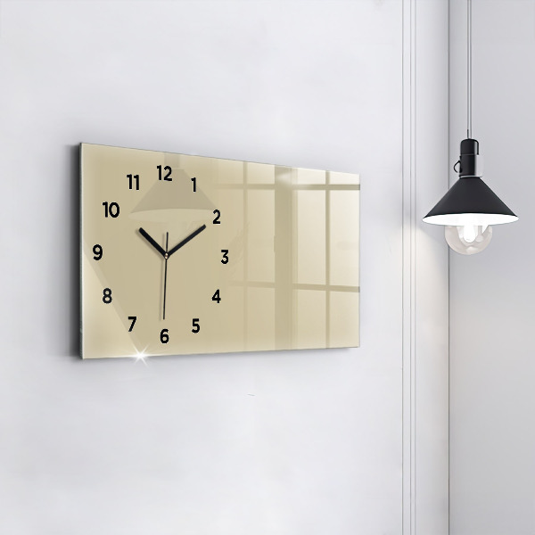 Glass wall clock rectangular Beige color