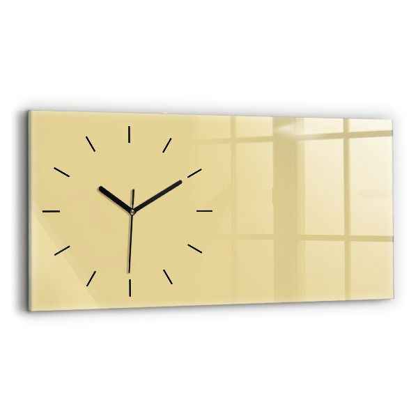 Glass wall clock rectangular Cream color