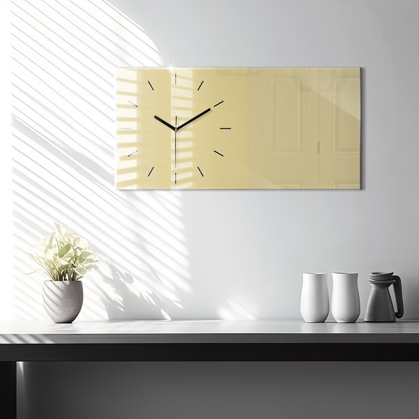 Glass wall clock rectangular Cream color
