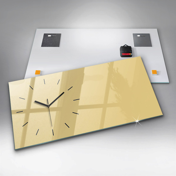 Glass wall clock rectangular Cream color