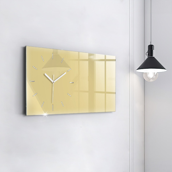 Glass wall clock rectangular Cream color