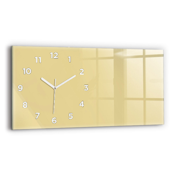 Glass wall clock rectangular Cream color