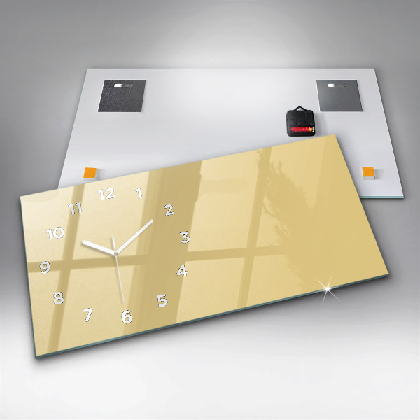 Glass wall clock rectangular Cream color