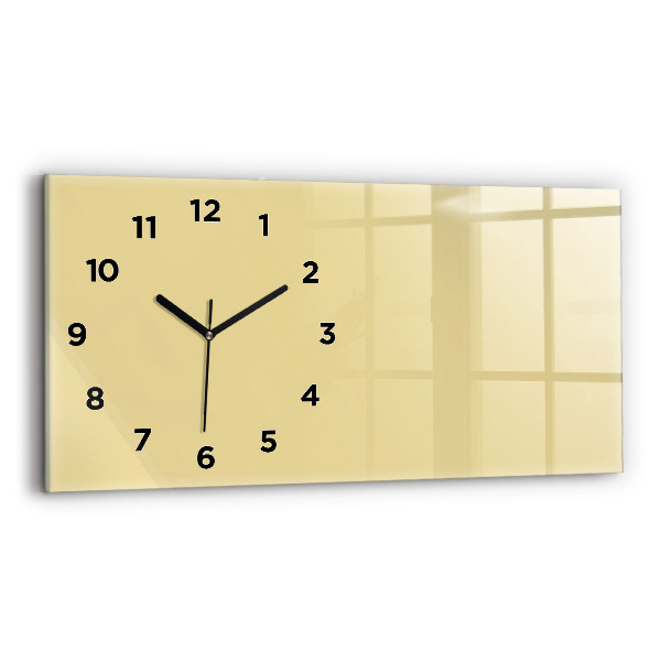 Glass wall clock rectangular Cream color