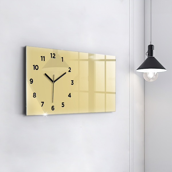Glass wall clock rectangular Cream color