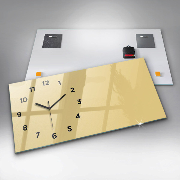 Glass wall clock rectangular Cream color