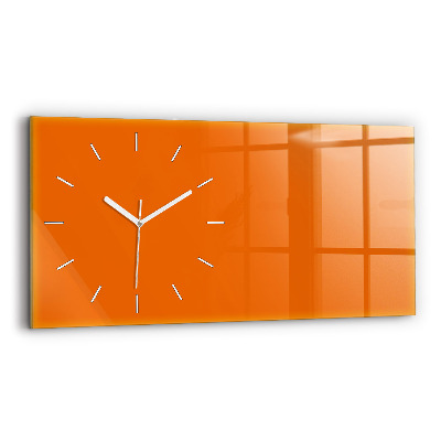 Glass wall clock rectangular Orange color