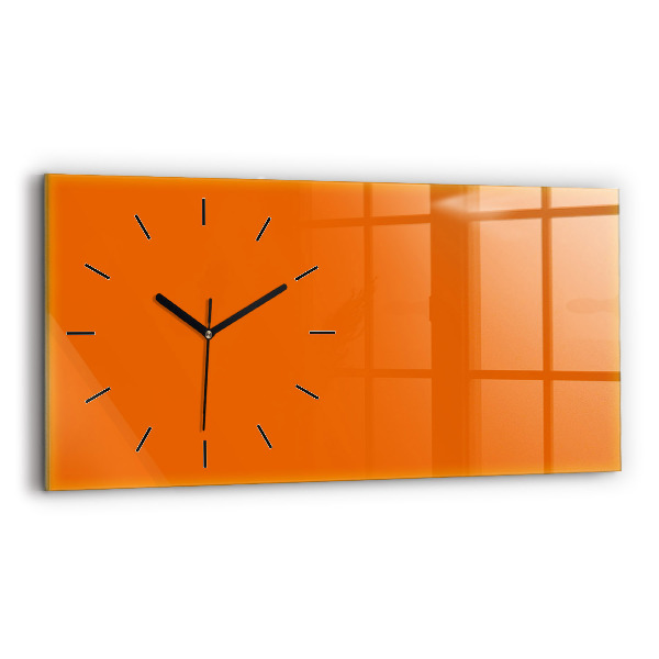 Glass wall clock rectangular Orange color