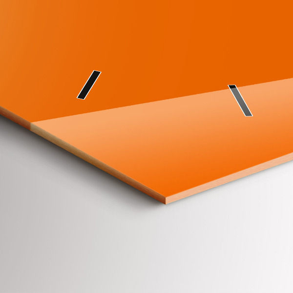 Glass wall clock rectangular Orange color