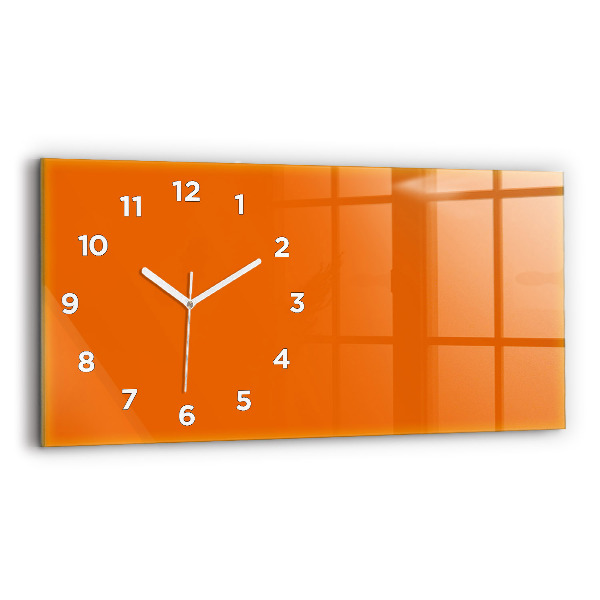 Glass wall clock rectangular Orange color