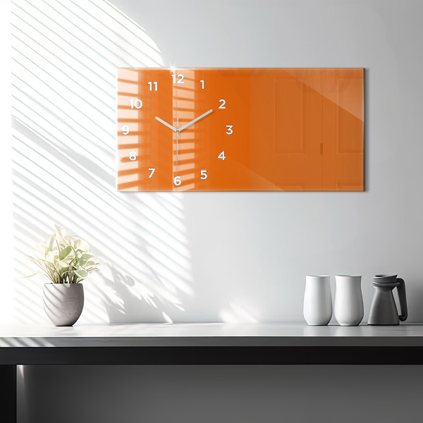 Glass wall clock rectangular Orange color