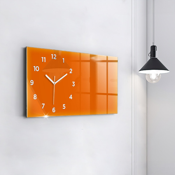 Glass wall clock rectangular Orange color