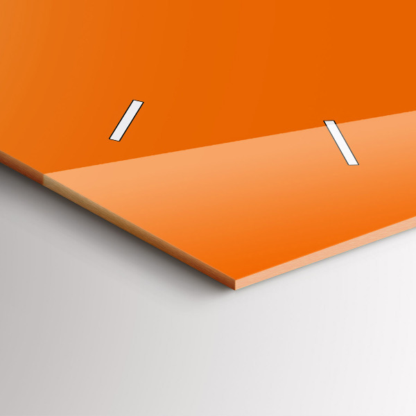 Glass wall clock rectangular Orange color