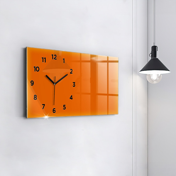 Glass wall clock rectangular Orange color