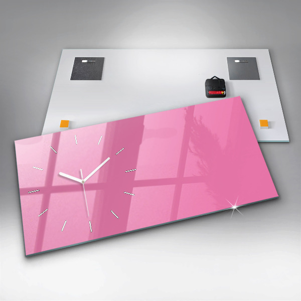 Glass wall clock rectangular Color pink