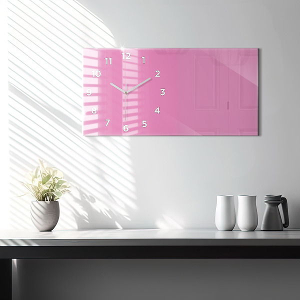 Glass wall clock rectangular Color pink