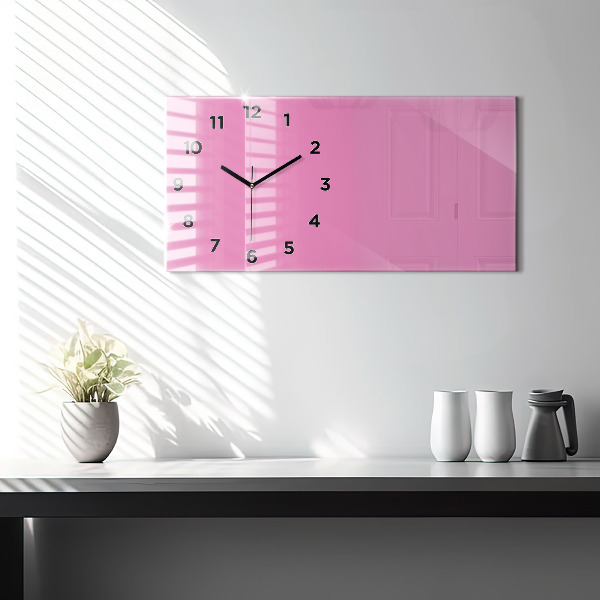 Glass wall clock rectangular Color pink